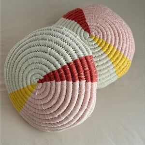 Anthropologie Set of 2 Handwoven Solstice Spiral Pillow